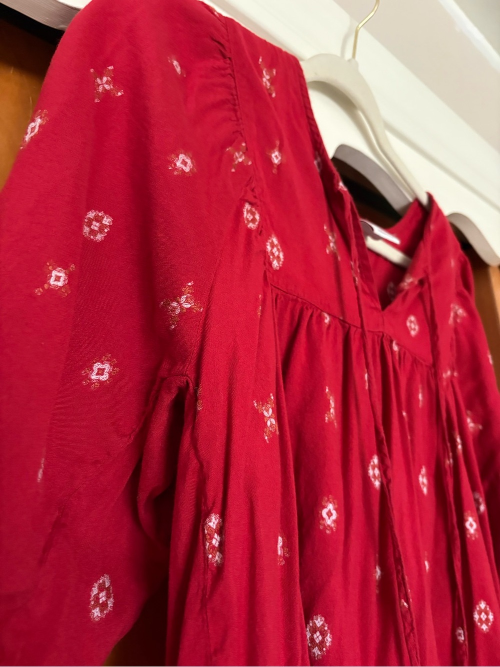 Ariat Red Boho Embroidered Peasant Blouse - Picture 2 of 3